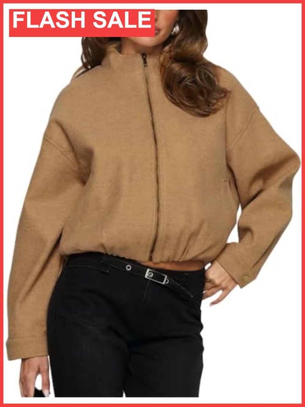 Faux Suede Bomber Jacket Lightweight Cropped Zip Up Coat